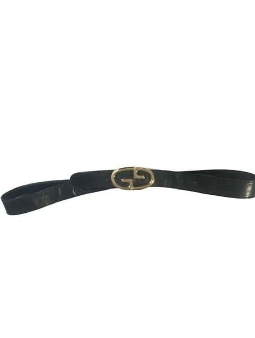 Gucci Vintage Black Leather Belt Gold G Buckle